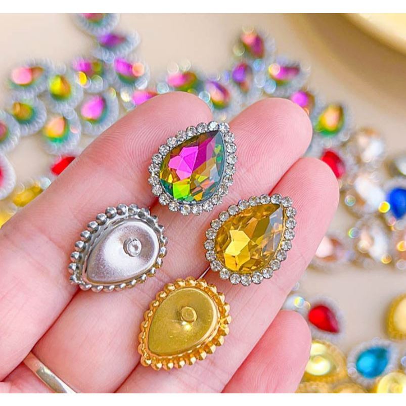 5pcs Water Drop Claw Rhinestones Gold or Silver Back for DIY Wedding Dress Shoes Decoration Accessories (3242L) - Image 2