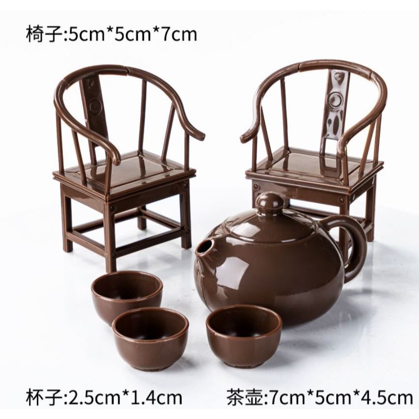 Mid-Autumn Festival Pine Tree and Moon Ornament Grand Master's Chair Teacup Teapot Ornament Folding Pagoda Decor (3253L) - Image 5