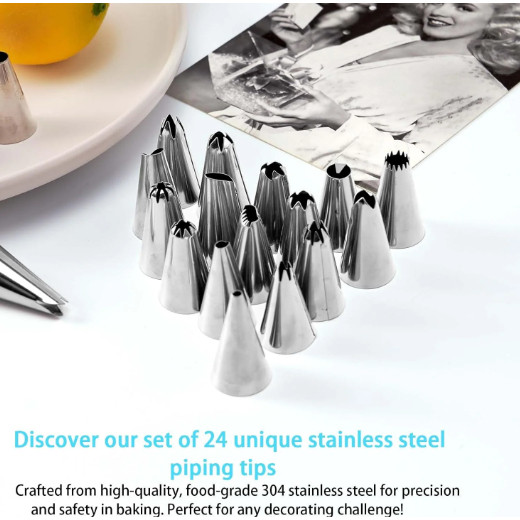 18/25pc Pastry Socket Cake Nozzles for Confectionery Professional Set Icing Cream Piping Tips Cookies Cupcake Dec(2450L) - Image 6