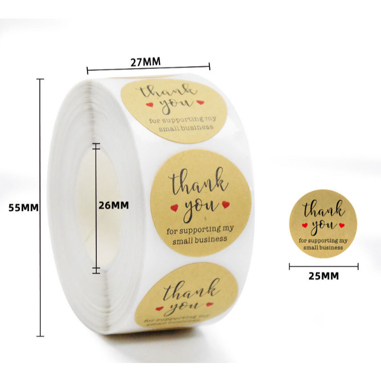 500pcs Round Labels Kraft Paper Thank You Sticker Dragees Candy Bag Flower Gift Box Cake Boxes 牛皮纸圆形贴纸(2433L) - Image 11