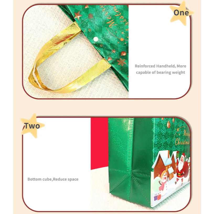 Christmas Pressed Non-woven Laminated Handheld Bags (4022L) - Image 3