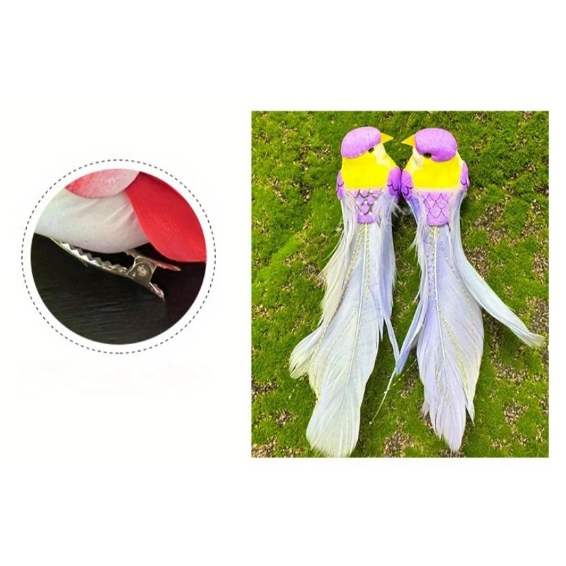 Foam Simulation Couple Birds Tree Ornament Artificial Feathers Multicolor Fake Bird Miniatures Garden Tree (4039L) - Image 8