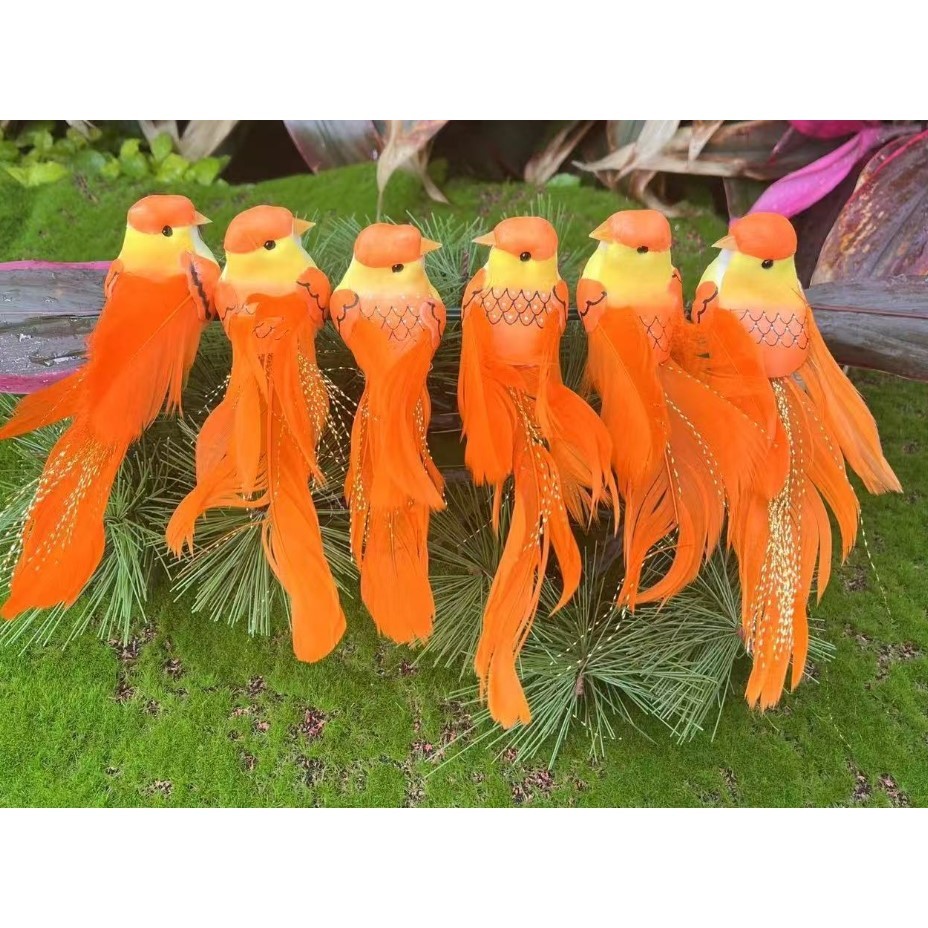 Foam Simulation Couple Birds Tree Ornament Artificial Feathers Multicolor Fake Bird Miniatures Garden Tree (4039L) - Image 12