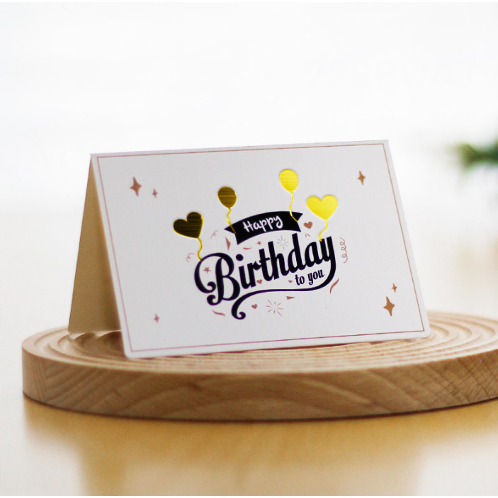 Birthday themed simple gold foil birthday greeting card, folding 3D message card (4045L) - Image 10