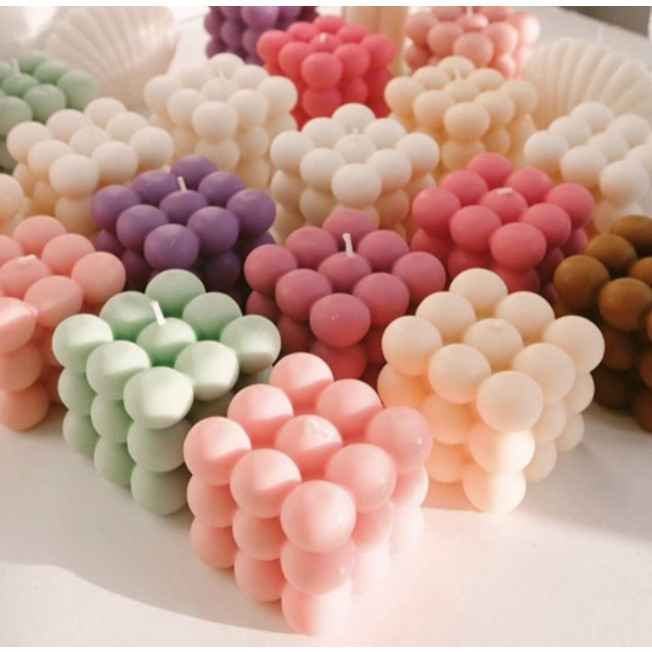 1/6Cavity 3D Bubble Cube Silicone Mold for Candles Soap Making, Bubble Cake Mold for Baking Dessert Mousse Cake(3206L) - Image 2