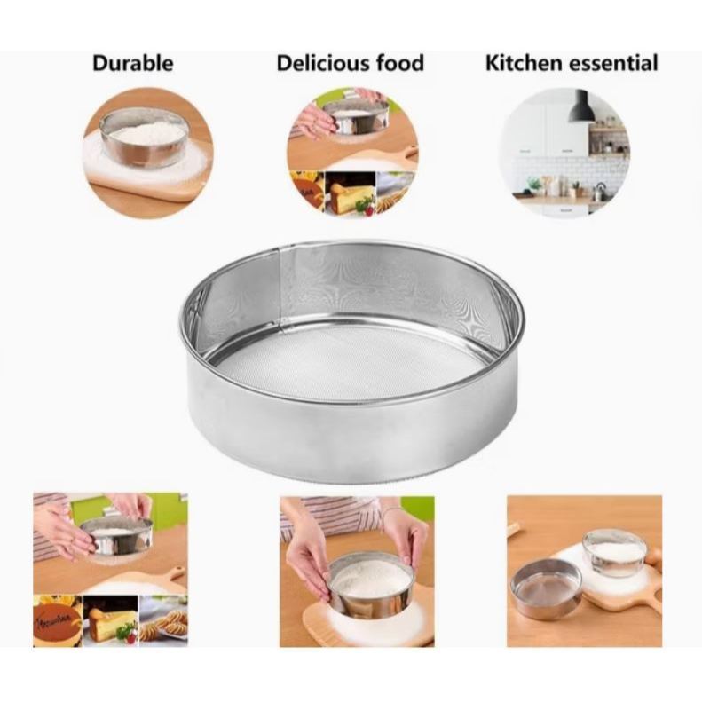18cm Round Kitchen Mesh Flour Sifter Stainless Steel Flour Sieve Baking Tool Ultra-fine Strainer Sifters(3218L) - Image 5