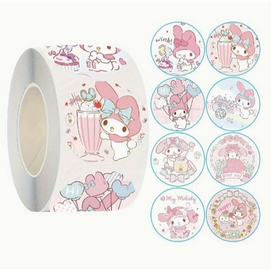 500Pcs Cartoon Sanrio Hello Kitty Melody Kuromi Cinnamoroll Sticker Rolls for Water Bottles Cup Laptop Phone(3230L) - Image 4