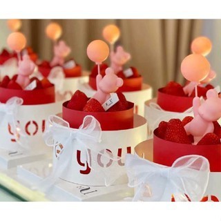 Cute Glowing Balloon Pink Gold Bear Love Cake Topper Valentine's Day Gift Baby Birthday Baking Dessert Decor(2009L) - Image 4