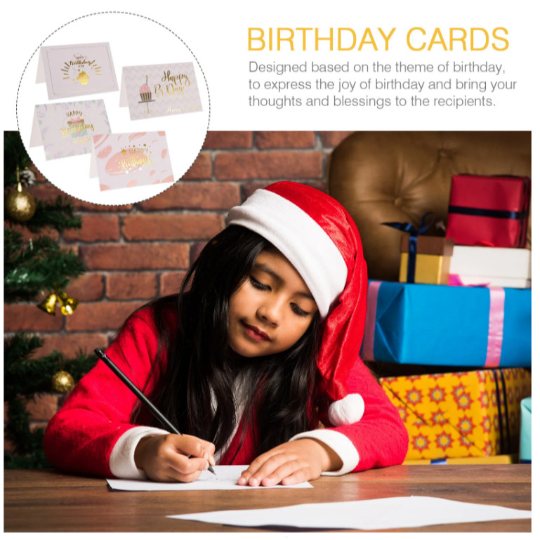 Birthday themed simple gold foil birthday greeting card, folding 3D message card (4045L) - Image 7