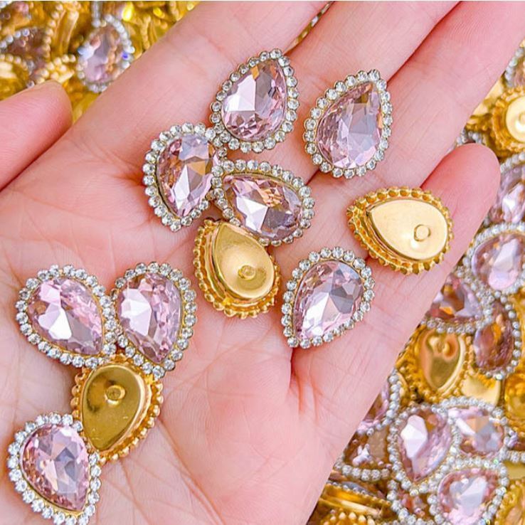 5pcs Water Drop Claw Rhinestones Gold or Silver Back for DIY Wedding Dress Shoes Decoration Accessories (3242L) - Image 3