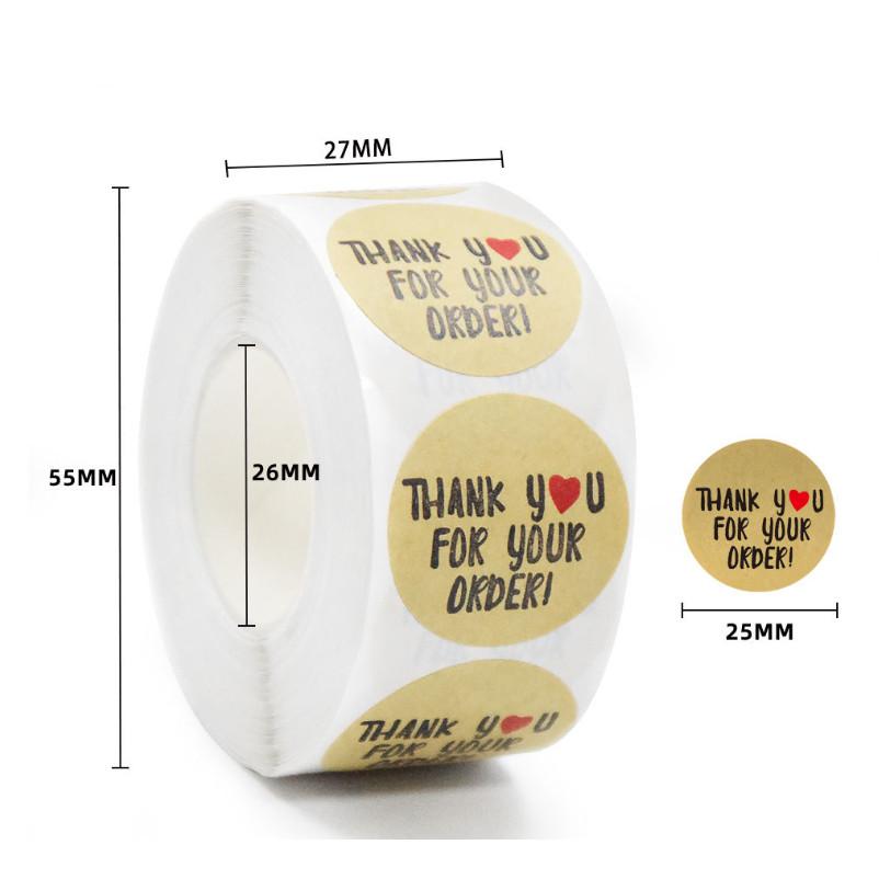 500pcs Round Labels Kraft Paper Thank You Sticker Dragees Candy Bag Flower Gift Box Cake Boxes 牛皮纸圆形贴纸(2433L) - Image 12