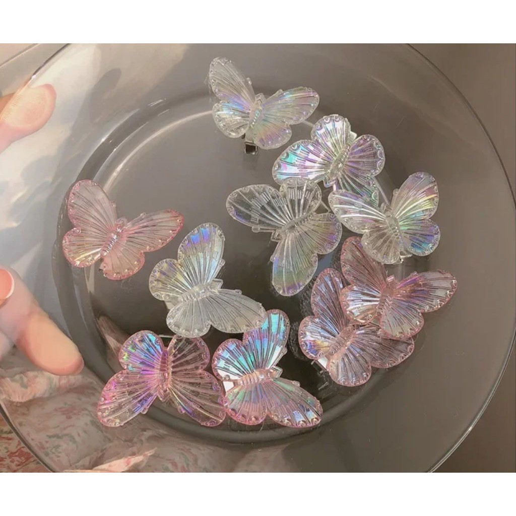Mini Butterfly Hair Claws Transparent Resin Hair Claws Barrette Fashion Cute Sweet Hairpins 亚克力幻彩立体镭射蝴蝶(1172-2872L) - Image 14