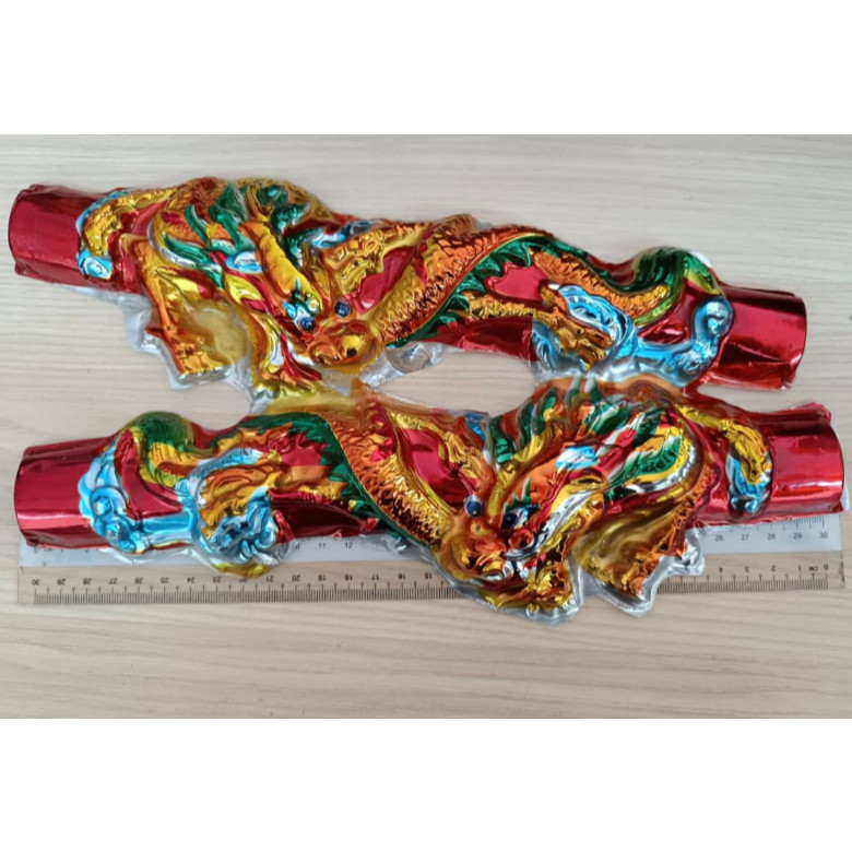 Plastic gold-plated dragon and phoenix pair, vacuum-formed colorful dragon and phoenix 塑料镀金对龙对凤 (4026L) - Image 9