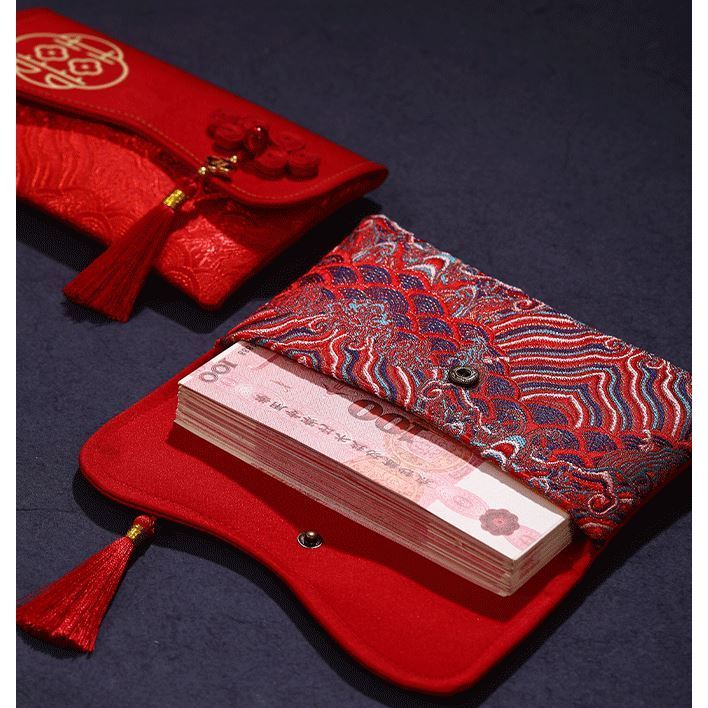 Brocade Embroidery Fabric Wedding Red Envelope Money Pocket Hongbao New Year's Blessing Bag Chinese Spring (3226L) - Image 5