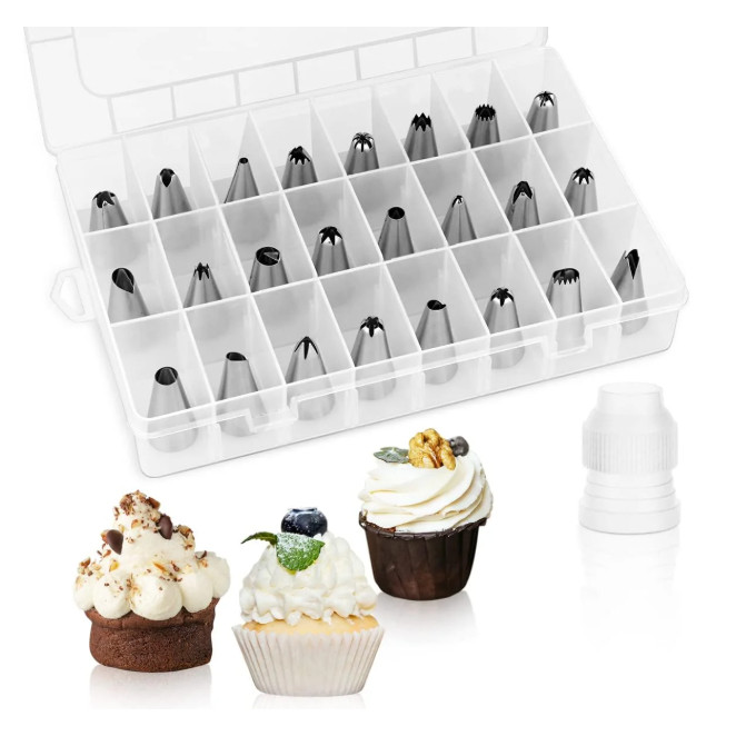 18/25pc Pastry Socket Cake Nozzles for Confectionery Professional Set Icing Cream Piping Tips Cookies Cupcake Dec(2450L) - Image 3
