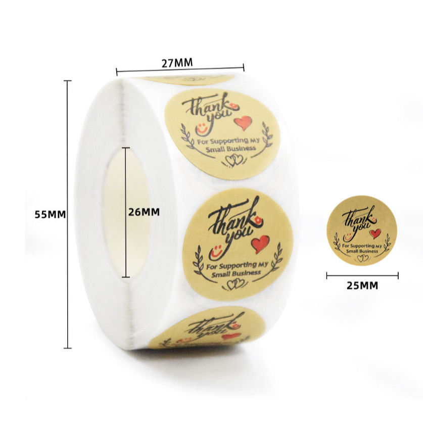 500pcs Round Labels Kraft Paper Thank You Sticker Dragees Candy Bag Flower Gift Box Cake Boxes 牛皮纸圆形贴纸(2433L) - Image 14