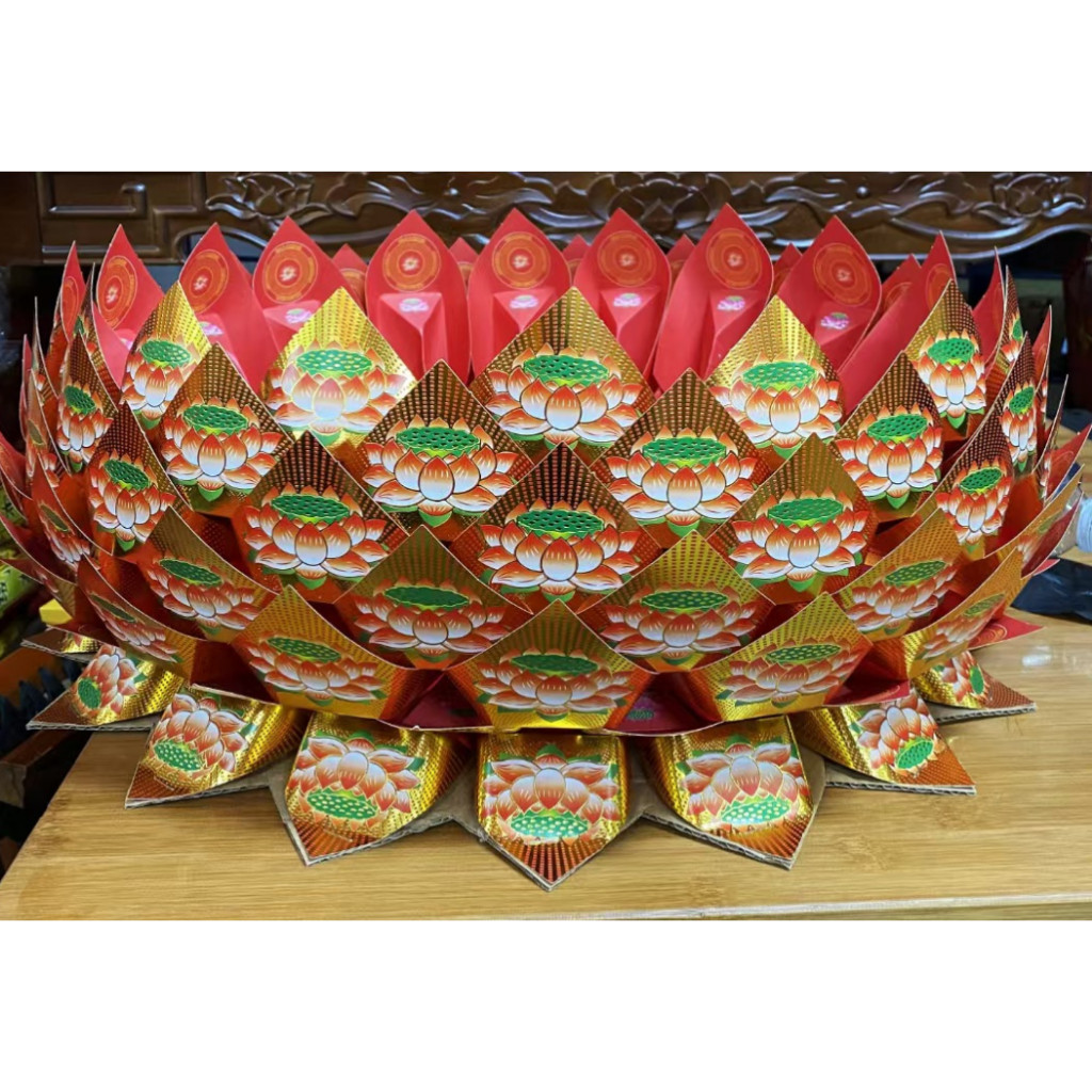 Hot stamping lotus petals, treasure bowl, lotus petals 烫金 莲花片三角片 折叠黄梨莲花纸聚宝盆莲花半成品 (4027L) - Image 8