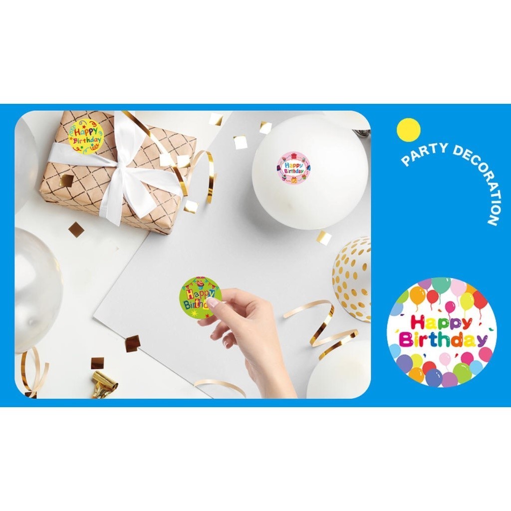 500pcs Adorable Round Happy Birthday Sticker In Designs Kawaii Stationery Cute Things Love 生日祝福贴纸 (2432L) - Image 8