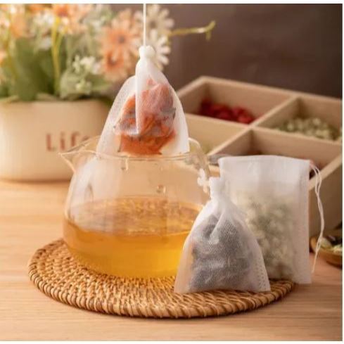 100Pcs Tea Filter Bags, Disposable Tea Bags Drawstring Empty Tea Infuser Seal Filter Tea Bags for Loose Leaf Tea (3202L) - Image 2