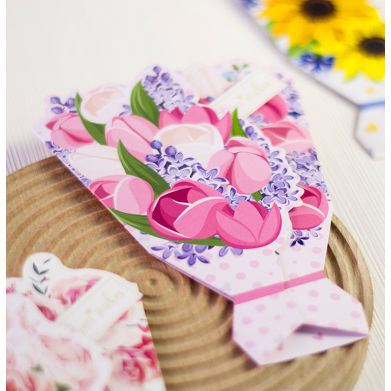 1pc Creative Festival Greeting Card Thank You Teacher Days Gratitude Blessing Card Gift Message Card花束鲜花贺卡(2404L) - Image 2