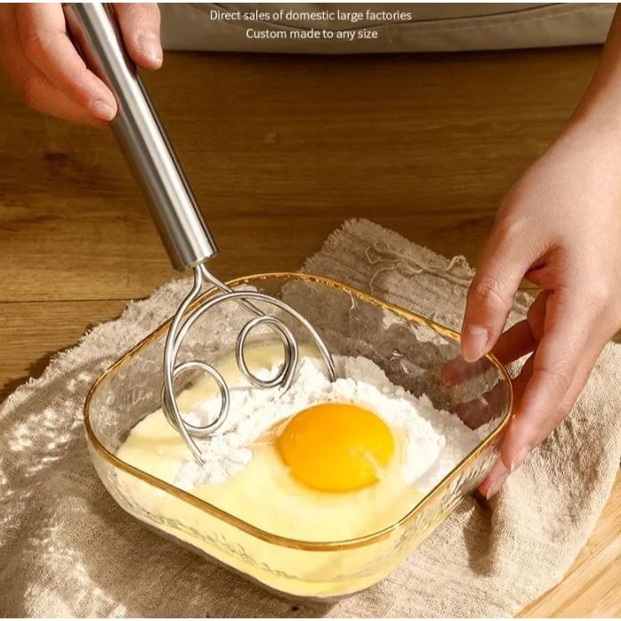 Danish Dough Bread Whisk Stainless Steel Handle Kitchen Baking Tools Pastry Manual Mixer Egg Beater Self Turning(3213L) - Image 3