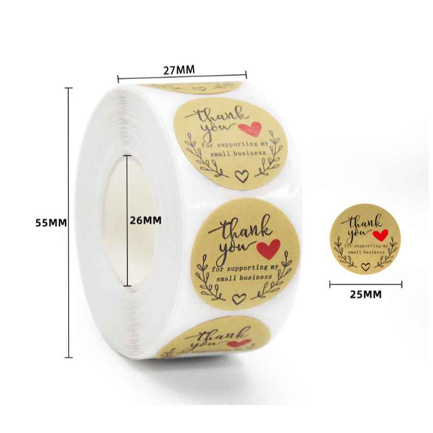 500pcs Round Labels Kraft Paper Thank You Sticker Dragees Candy Bag Flower Gift Box Cake Boxes 牛皮纸圆形贴纸(2433L) - Image 10