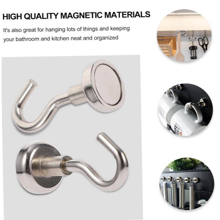 2pc Magnet Hook Wall Hanging Hooks Suction Cup Hook Swivel Hooks Cabinet Hooks Multi-Functional Hooks Door Hook (3214L) - Image 3