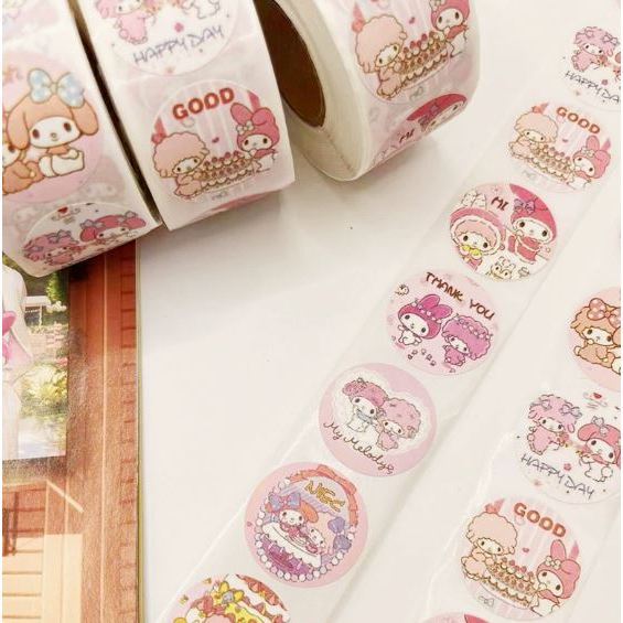 500Pcs Cartoon Sanrio Hello Kitty Melody Kuromi Cinnamoroll Sticker Rolls for Water Bottles Cup Laptop Phone(3230L) - Image 8