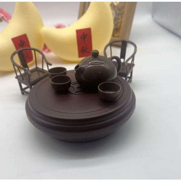 Mid-Autumn Festival Pine Tree and Moon Ornament Grand Master's Chair Teacup Teapot Ornament Folding Pagoda Decor (3253L) - Image 6