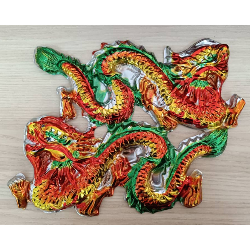 Plastic gold-plated dragon and phoenix pair, vacuum-formed colorful dragon and phoenix 塑料镀金对龙对凤 (4026L) - Image 2
