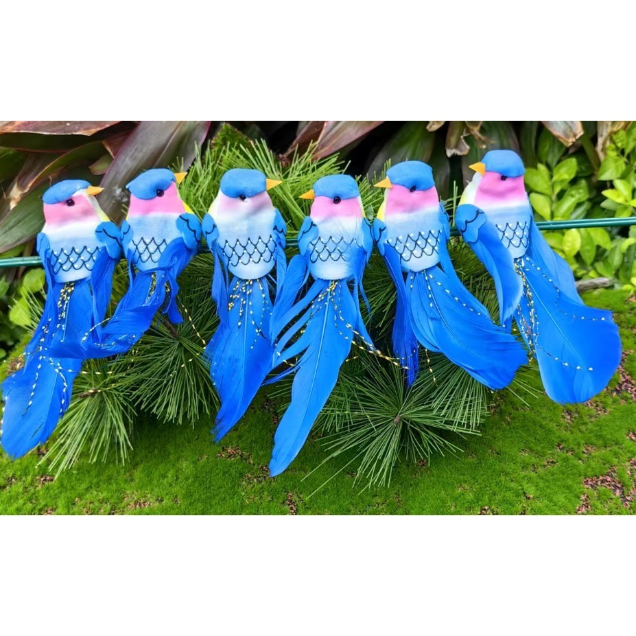 Foam Simulation Couple Birds Tree Ornament Artificial Feathers Multicolor Fake Bird Miniatures Garden Tree (4039L) - Image 11