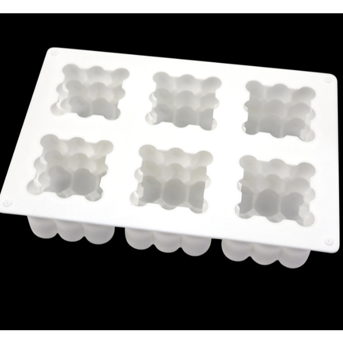 1/6Cavity 3D Bubble Cube Silicone Mold for Candles Soap Making, Bubble Cake Mold for Baking Dessert Mousse Cake(3206L) - Image 8