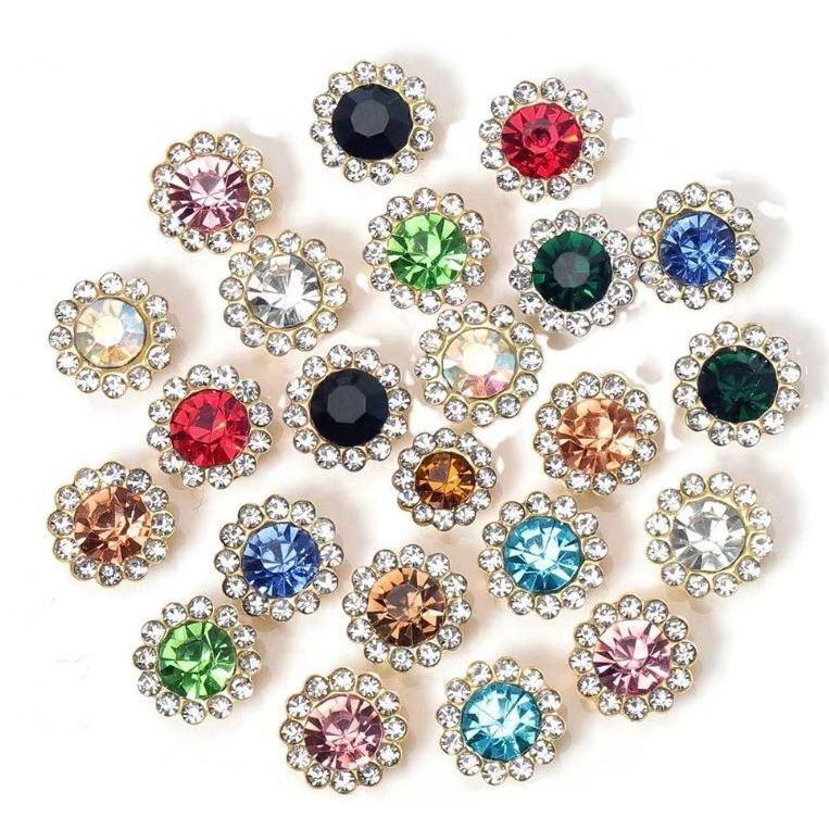 5pcs 10mm Flower Rhinestones Beads Jewelry Making Silver Gold Claw Flatback Crystal Cabochon Sew On Hair Clip (3241L) - Image 3