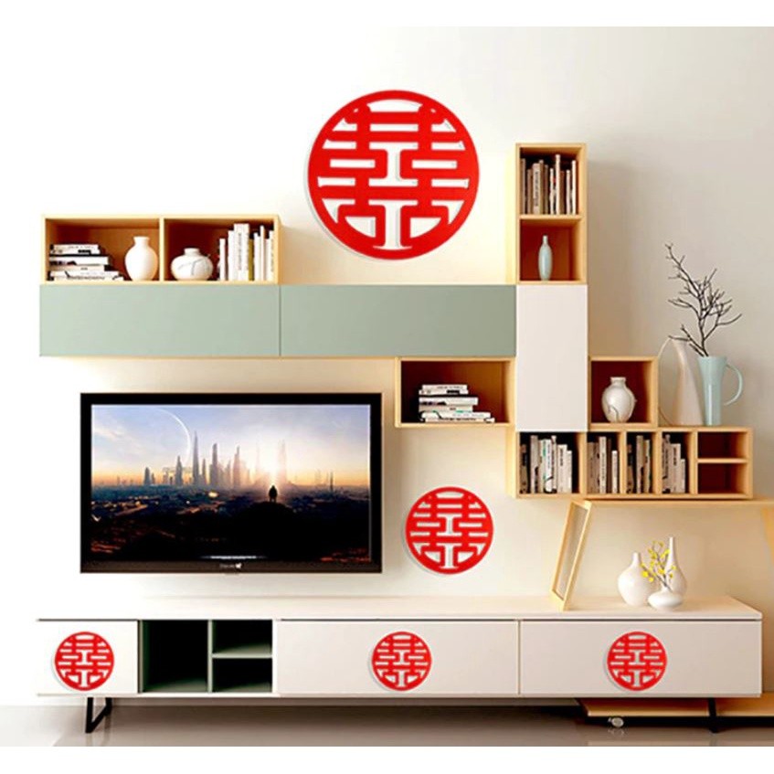 1pc 20/50/80/100cm Chinese Traditions Wedding Articles Wedding Stickers Non-woven Wedding 婚房布置长条喜字贴纸囍字(1976L) - Image 4