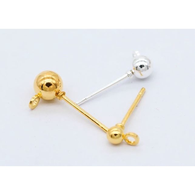 10pcs 4mm ball beads Head with loop Earring base findings Ear Stud Ear Post Ear Pin Ball Beads 带吊孔圆珠球耳钉(1979L) - Image 6