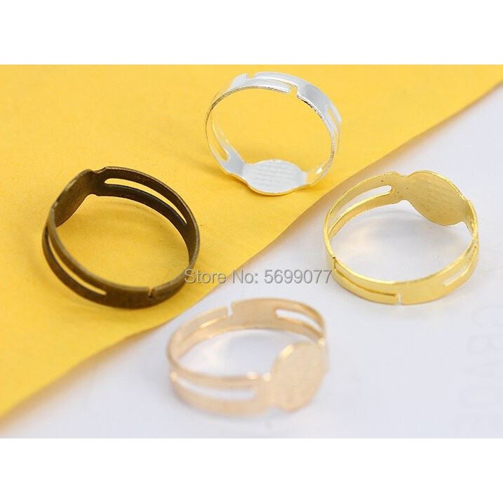 1/2pcs Open Ring Circle With Pad Adjusted 18mm Flat Ring Base Silver Plated For Jewelry Making 戒指托(1977L) - Image 6