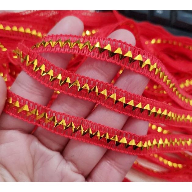 1yard 8mm Trim Sewing Lace Gold Silver Centipede Braided Lace Ribbon Home Party Decor DIY Cloth Curve 三角金银丝夹丝花边(1965L) - Image 3