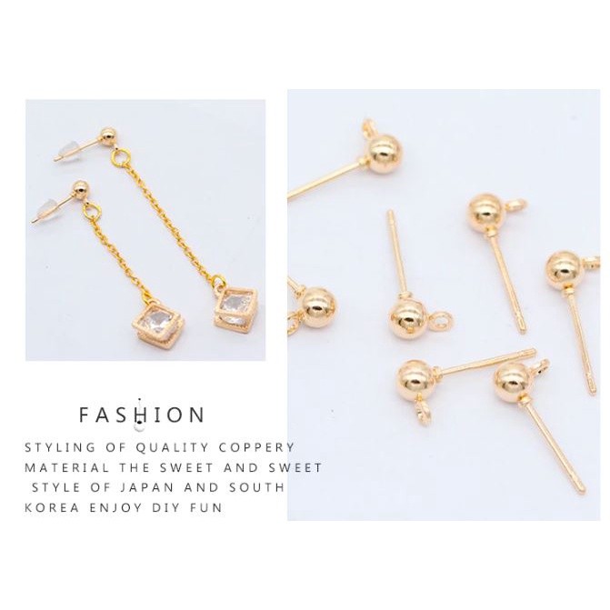 10pcs 4mm ball beads Head with loop Earring base findings Ear Stud Ear Post Ear Pin Ball Beads 带吊孔圆珠球耳钉(1979L) - Image 5