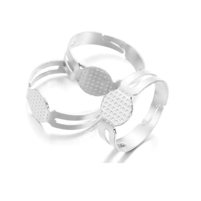 1/2pcs Open Ring Circle With Pad Adjusted 18mm Flat Ring Base Silver Plated For Jewelry Making 戒指托(1977L) - Image 12