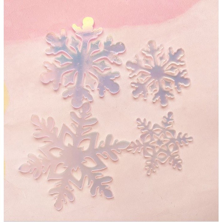 4pcs Merry Christmas Acrylic Cake Topper Glitter White Snowflake Cupcake Topper For Christmas Party Decor(805L) - Image 9
