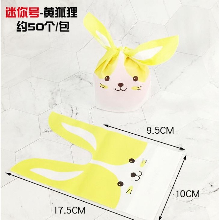 50pcs/lot Cute Rabbit Ear Yellow Fox cookie bags Self-adhesive Plastic Bags for Biscuits Snack Baking(162L) - Image 4