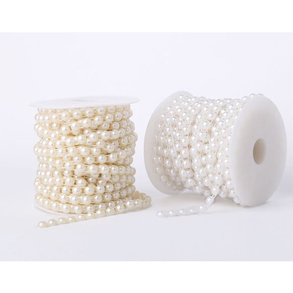 1yard/pack 6mm~10mm Half Round Pearl Beads Chain Garland Flowers Acrylic Beads For Wedding Decoration 半面定位连线珠链 (613L) - Image 2