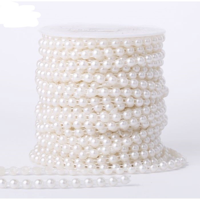1yard/pack 6mm~10mm Half Round Pearl Beads Chain Garland Flowers Acrylic Beads For Wedding Decoration 半面定位连线珠链 (613L) - Image 11