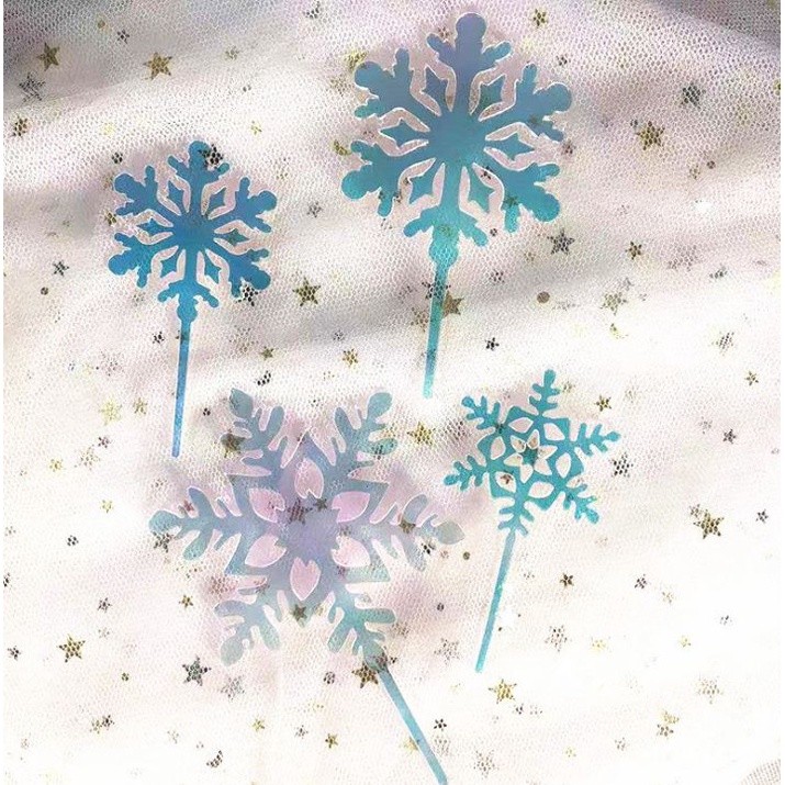 4pcs Merry Christmas Acrylic Cake Topper Glitter White Snowflake Cupcake Topper For Christmas Party Decor(805L) - Image 7