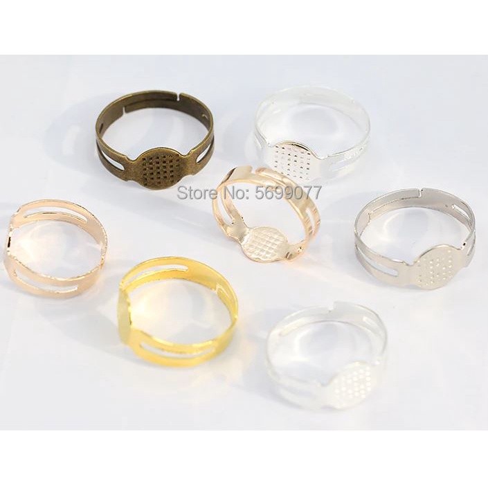1/2pcs Open Ring Circle With Pad Adjusted 18mm Flat Ring Base Silver Plated For Jewelry Making 戒指托(1977L) - Image 5