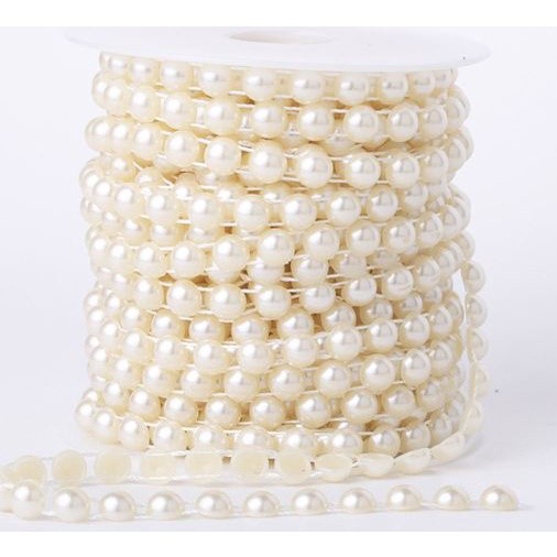 1yard/pack 6mm~10mm Half Round Pearl Beads Chain Garland Flowers Acrylic Beads For Wedding Decoration 半面定位连线珠链 (613L) - Image 14