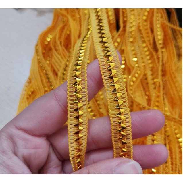 1yard 8mm Trim Sewing Lace Gold Silver Centipede Braided Lace Ribbon Home Party Decor DIY Cloth Curve 三角金银丝夹丝花边(1965L) - Image 2