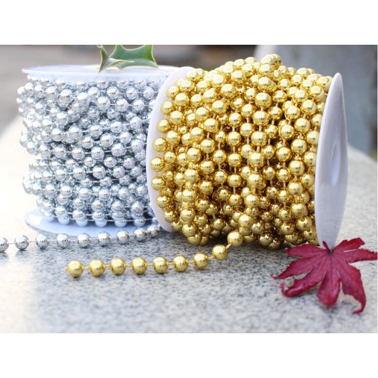 1yard 8mm Christmas Bead Chain Pendant Christmas Tree Decoration Pearl Beads Chain Ornament Christmas 电镀珠串珠 (619L) - Image 2