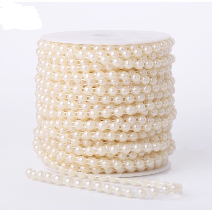 1yard/pack 6mm~10mm Half Round Pearl Beads Chain Garland Flowers Acrylic Beads For Wedding Decoration 半面定位连线珠链 (613L) - Image 12