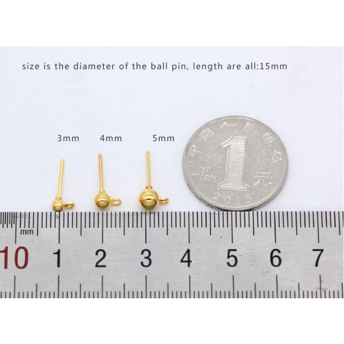 10pcs 4mm ball beads Head with loop Earring base findings Ear Stud Ear Post Ear Pin Ball Beads 带吊孔圆珠球耳钉(1979L) - Image 3